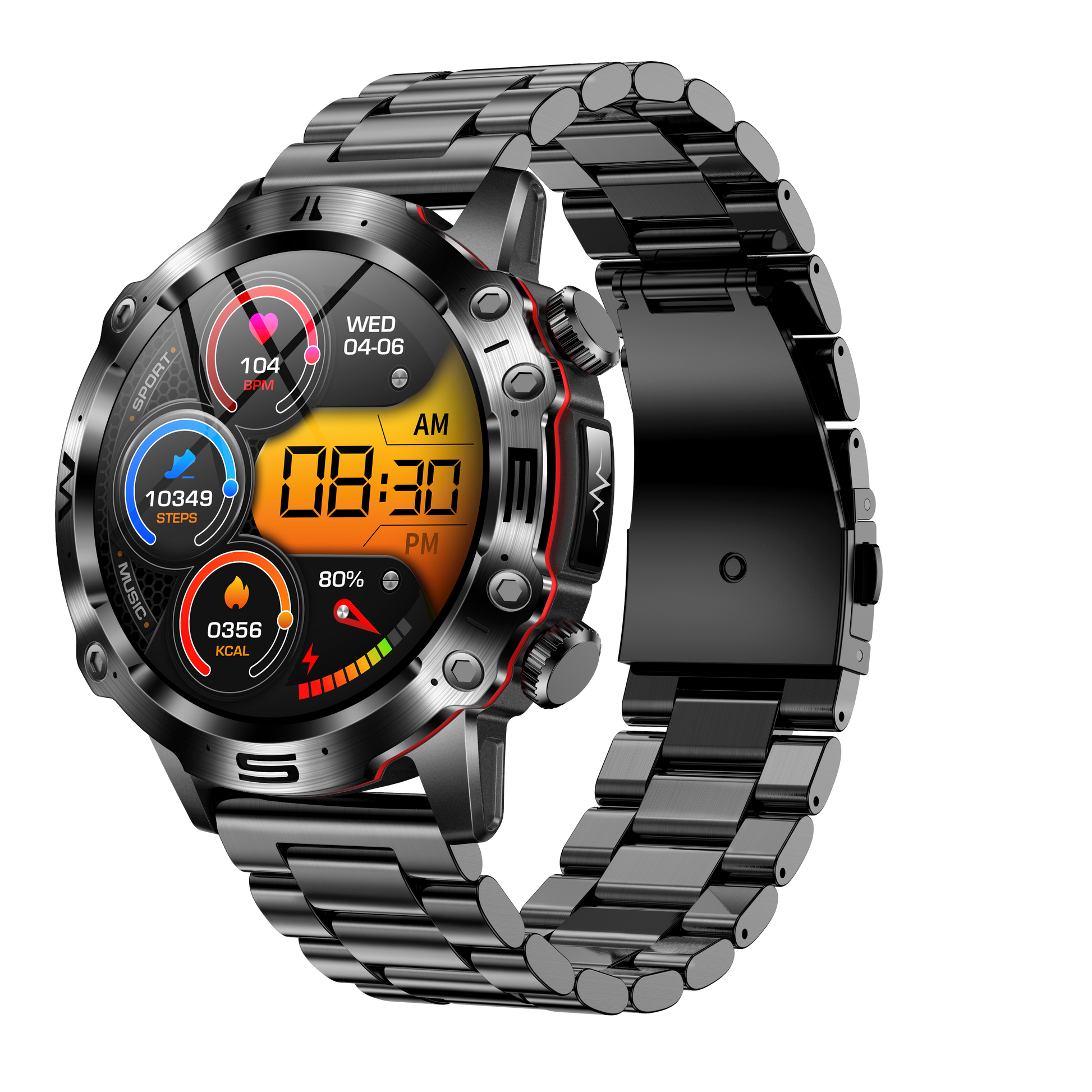 Gezondheidssmartwatch met ECG, bloedsuiker- en bloeddrukmeting – VITALTRACK PRO - Glamorix