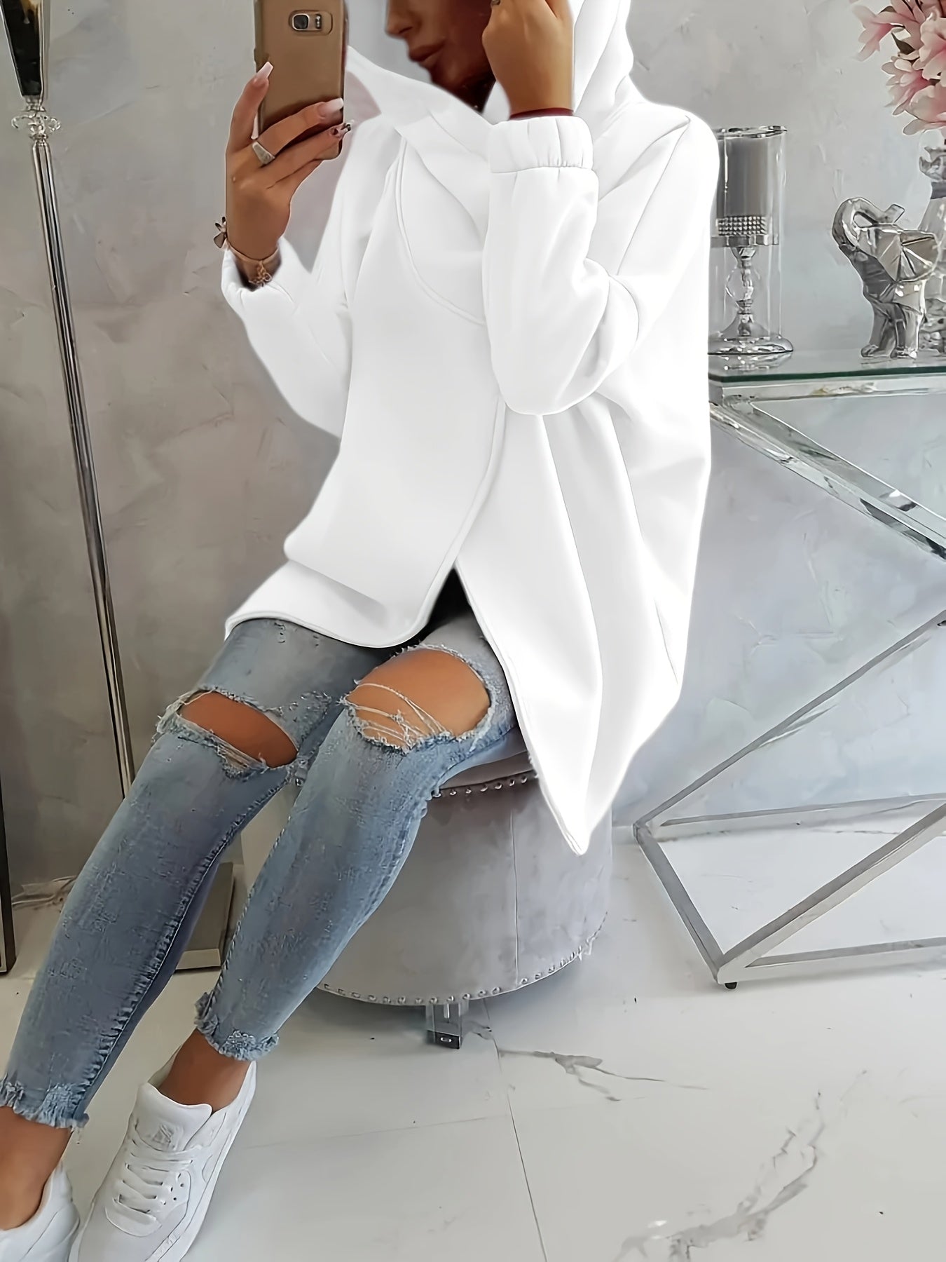 Hoodie met rits en voorzakken voor dagelijks gebruik – VIRON - Glamorix