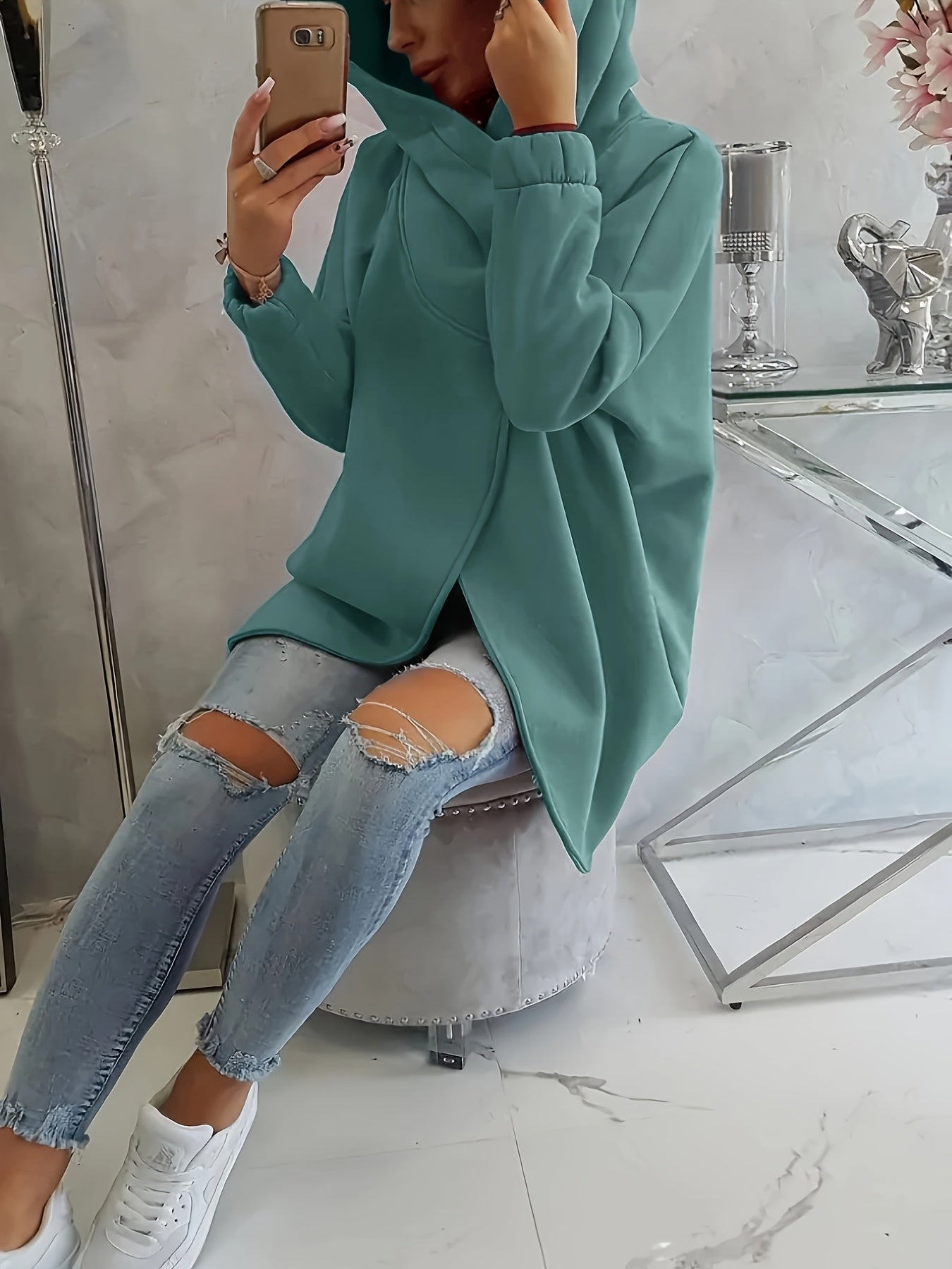 Hoodie met rits en voorzakken voor dagelijks gebruik – VIRON - Glamorix