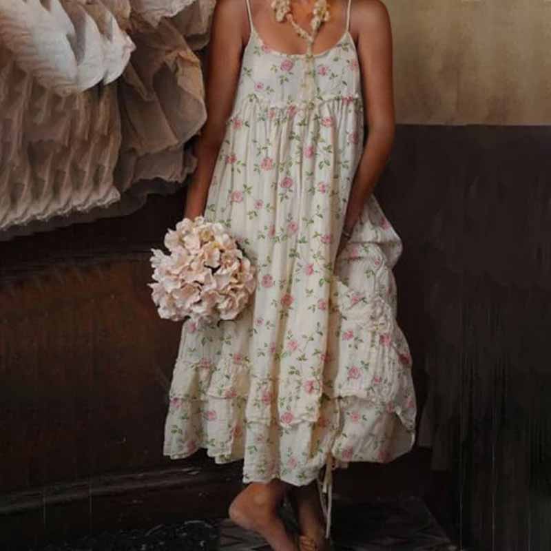 Zomerse dames midi-jurk met ruches en elegante snit – FLORENCIA RUFFLE - Glamorix