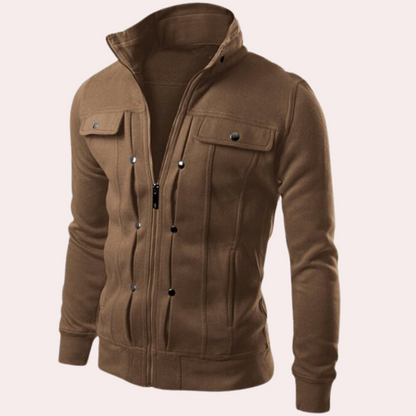 Moderne herenjas met hoge kraag en ritssluiting – VARELLO EdgeZip - Glamorix