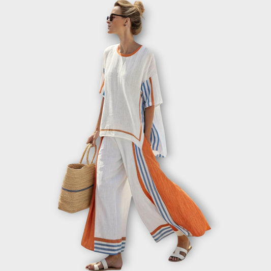 Zomerse dames co-ord set met wijde broek – DELYSÉ - Glamorix