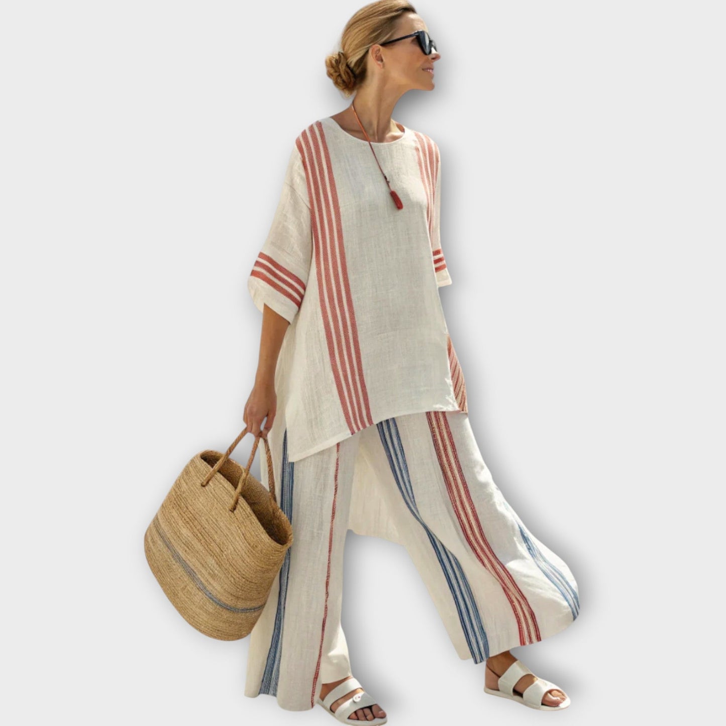 Zomerse dames co-ord set met wijde broek – DELYSÉ - Glamorix