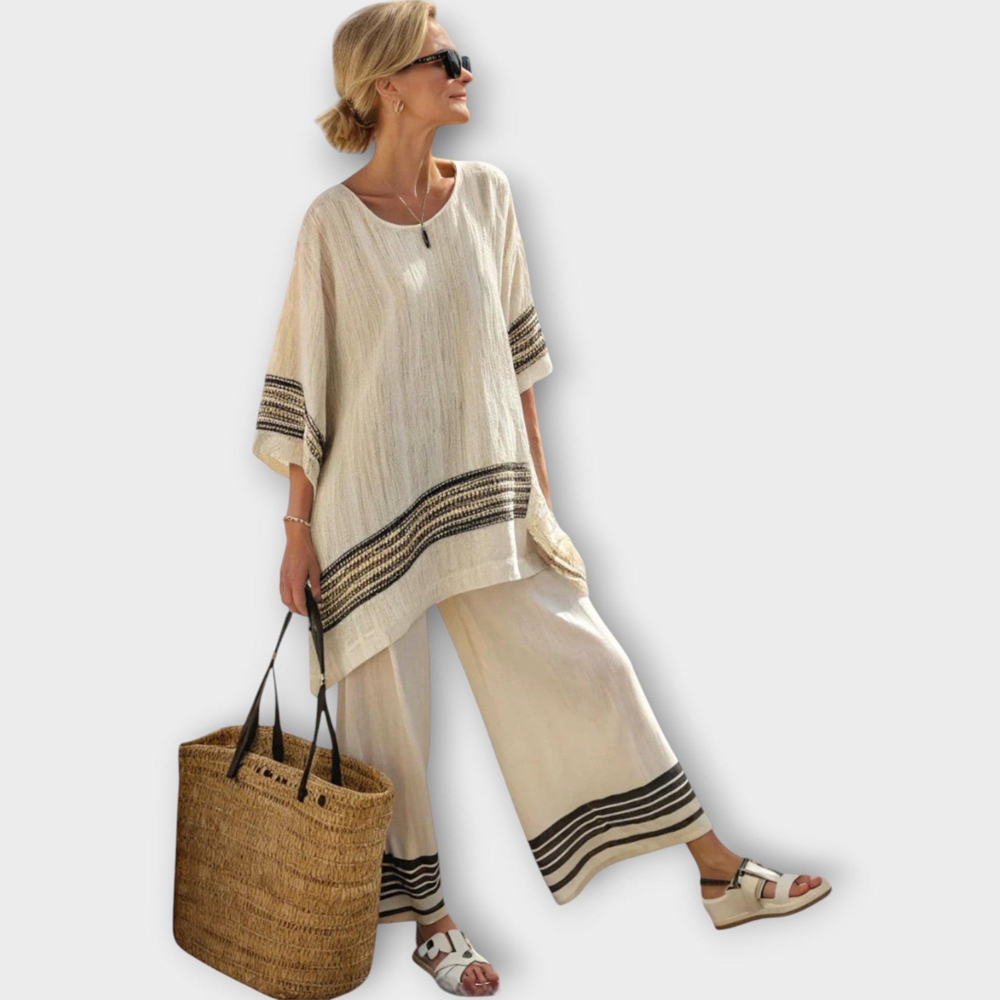 Zomerse dames co-ord set met wijde broek – DELYSÉ - Glamorix