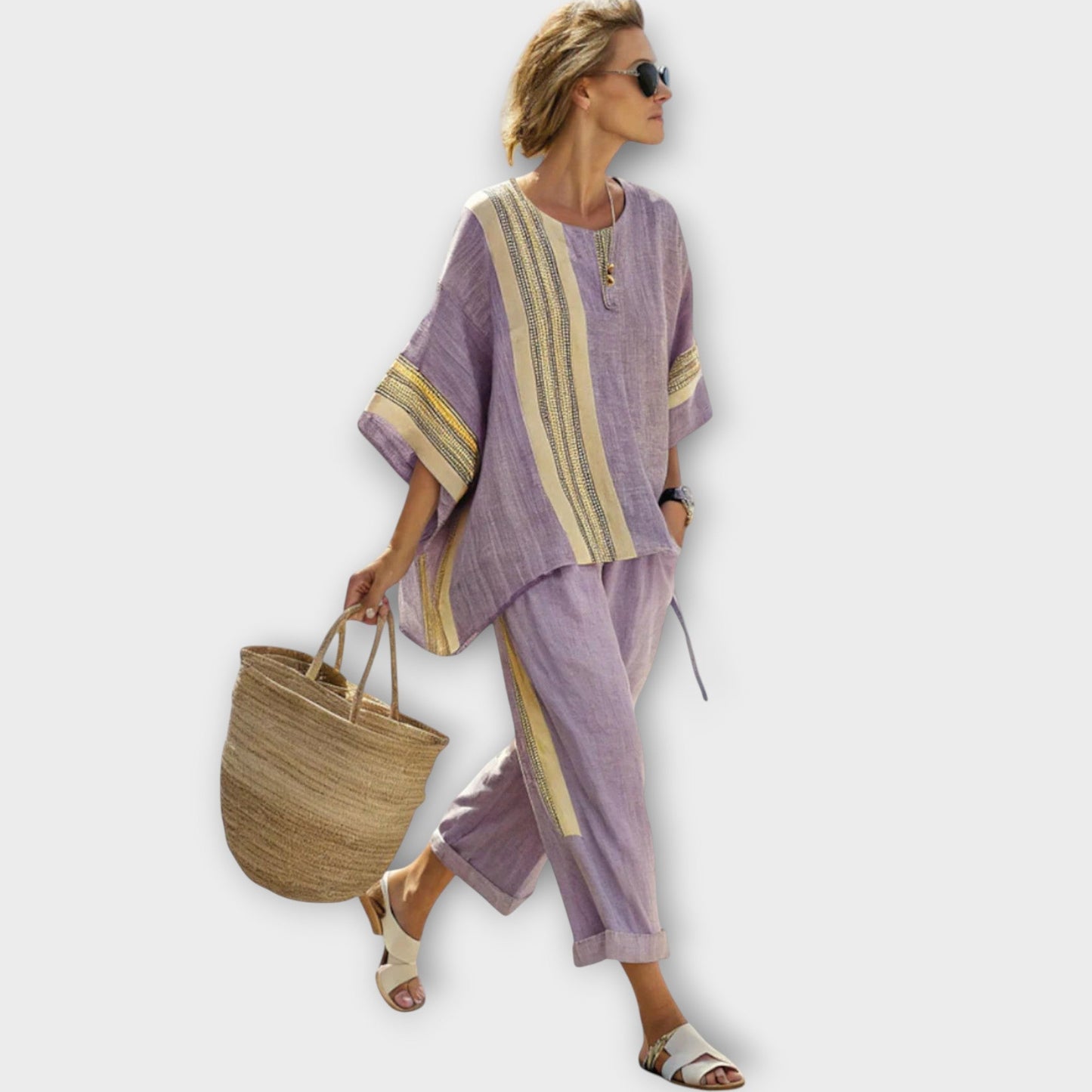 Zomerse dames co-ord set met wijde broek – DELYSÉ - Glamorix