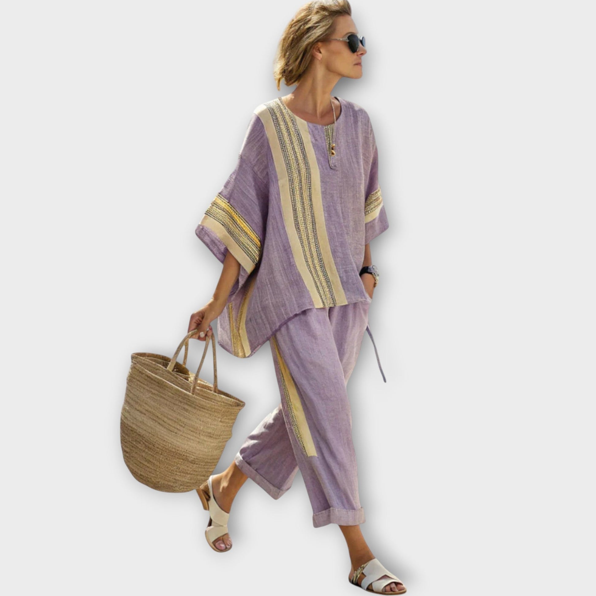 Zomerse dames co-ord set met wijde broek – DELYSÉ - Glamorix