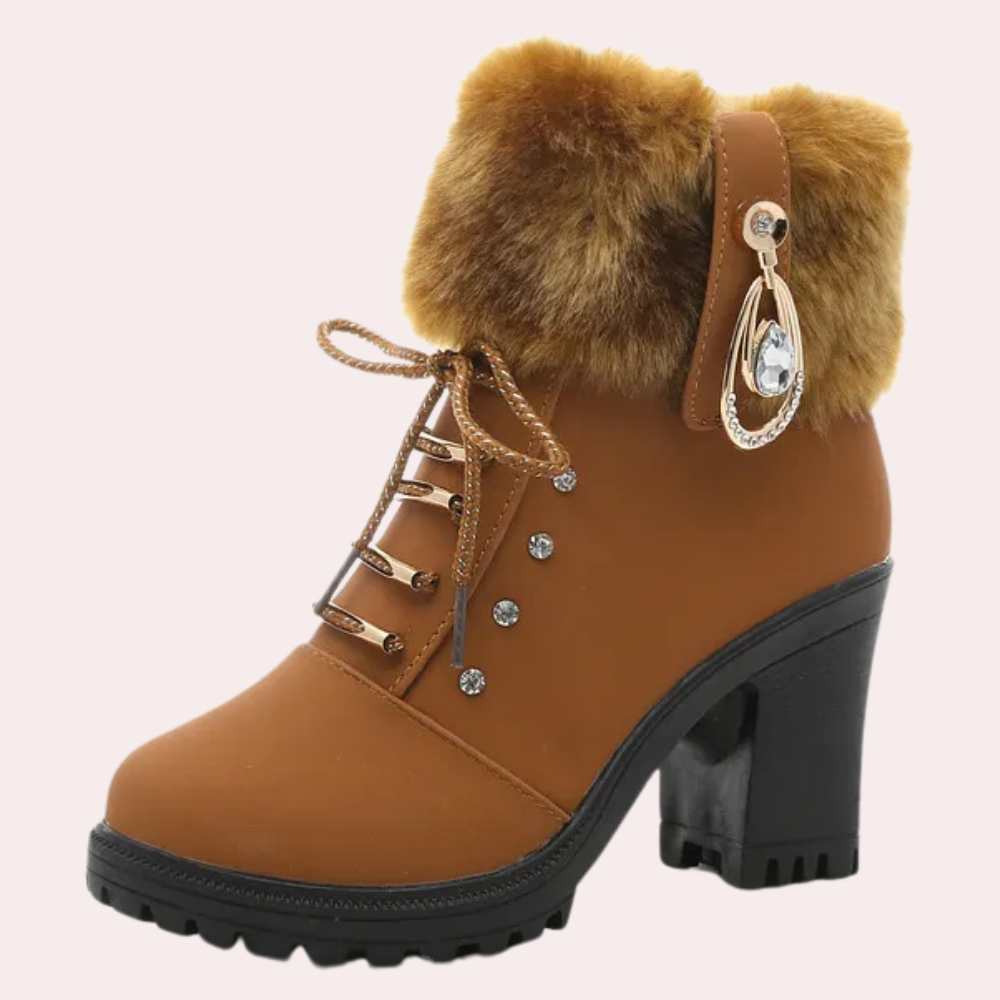 LIV - Enkellaarsjes met vetersluiting en stevige hak