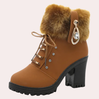 LIV - Enkellaarsjes met vetersluiting en stevige hak