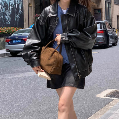 Imitatieleer Jas Met Glad Oppervlak En Ruime Zakken - NEXOR - Glamorix