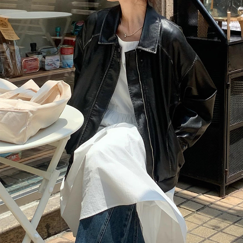 Imitatieleer Jas Met Glad Oppervlak En Ruime Zakken - NEXOR - Glamorix