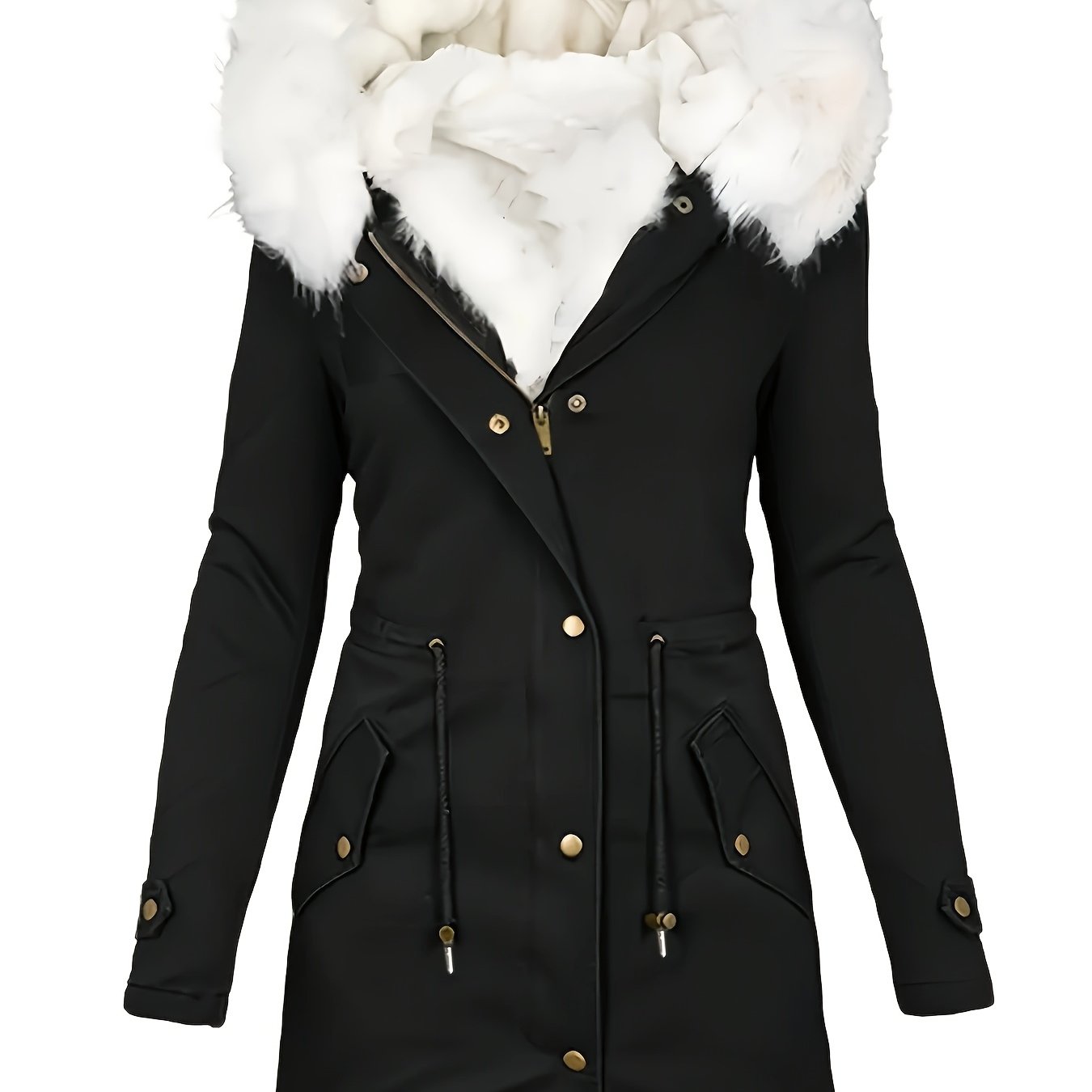 Halflange jas met fleece voering en capuchon – NEVONIX - Glamorix