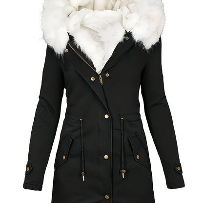 Halflange jas met fleece voering en capuchon – NEVONIX - Glamorix