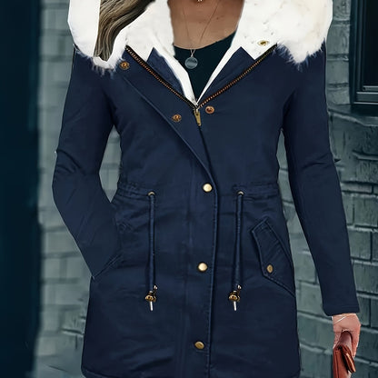 Halflange jas met fleece voering en capuchon – NEVONIX - Glamorix