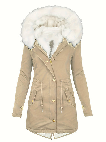 Halflange jas met fleece voering en capuchon – NEVONIX - Glamorix