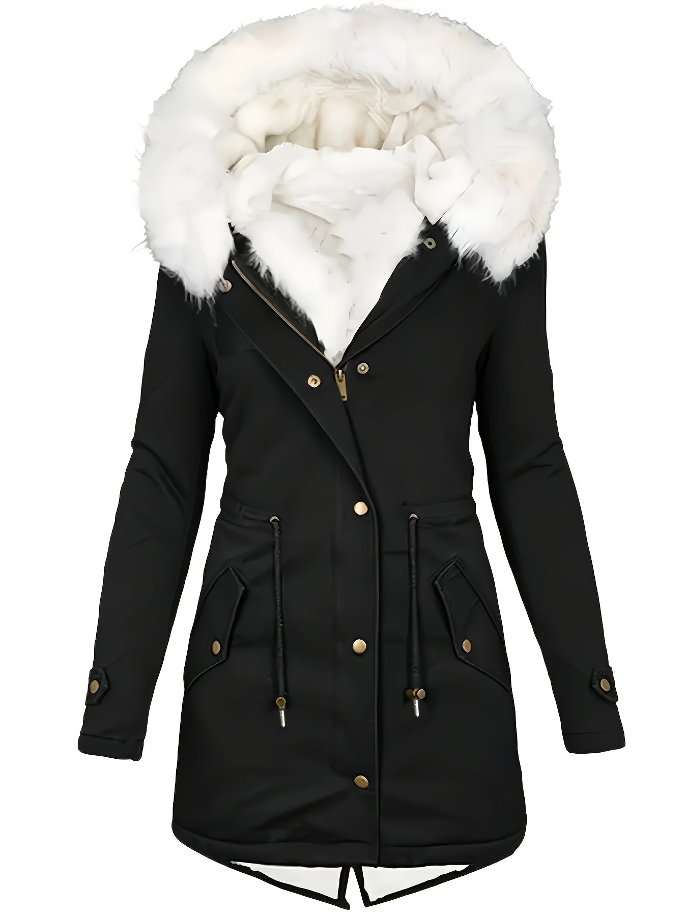 Halflange jas met fleece voering en capuchon – NEVONIX - Glamorix