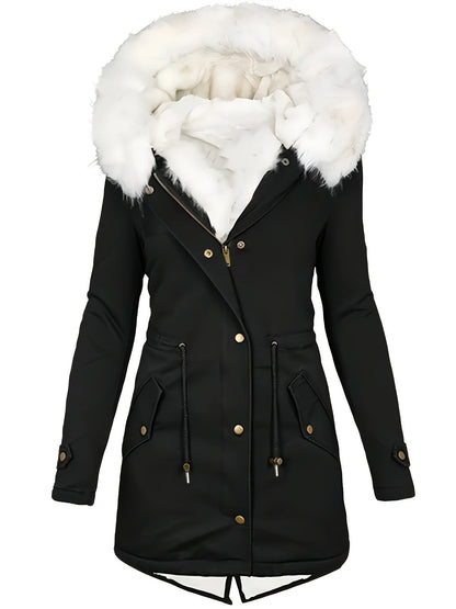 Halflange jas met fleece voering en capuchon – NEVONIX - Glamorix