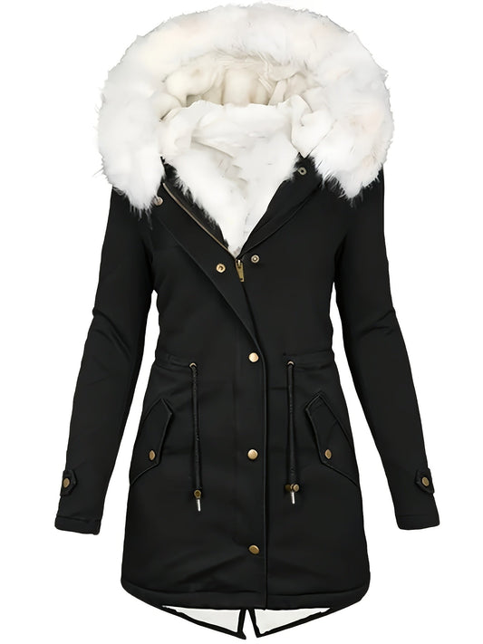 Halflange jas met fleecevoering en capuchon – FROSTWEAR - Glamorix