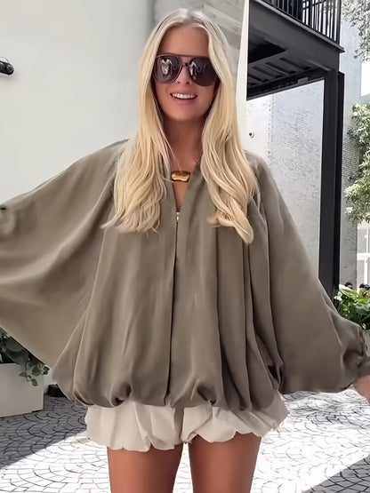 Jas - Geplooide Body En Rits Voor Bewegingsvrijheid - Glamorix