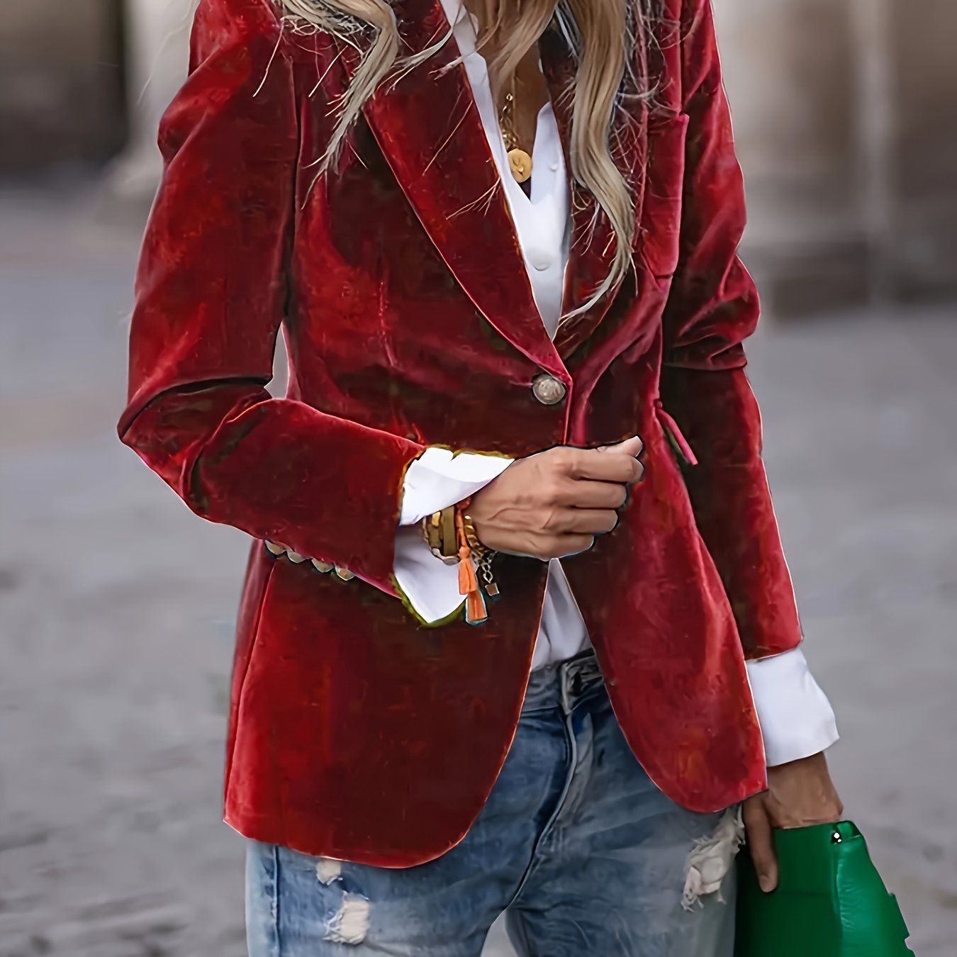 Lange jas met h-silhouet en knoopsluiting voor dames – ZENTI - Glamorix