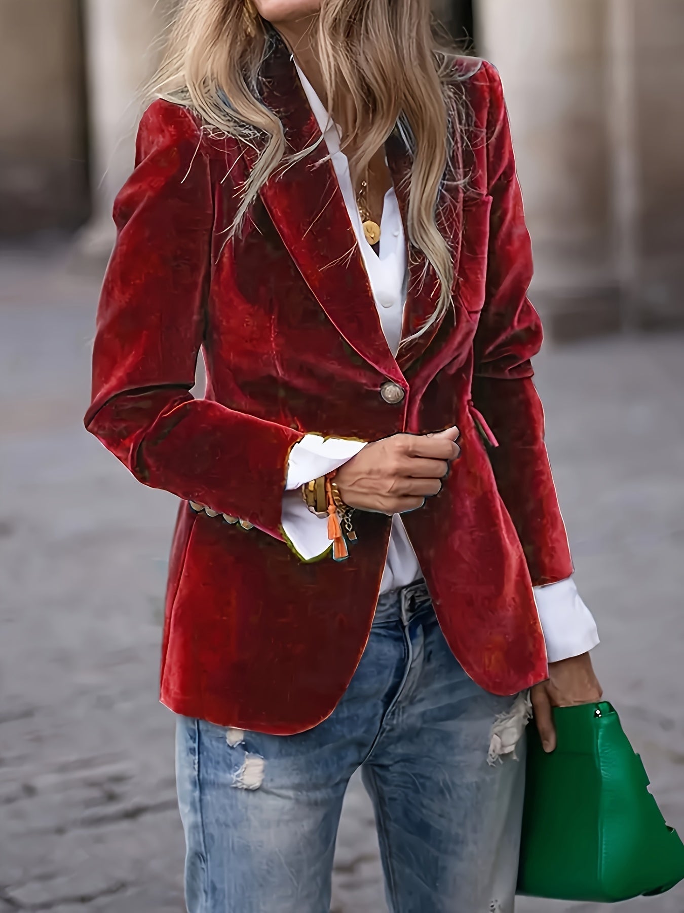 Lange jas met h-silhouet en knoopsluiting voor dames – ZENTI - Glamorix