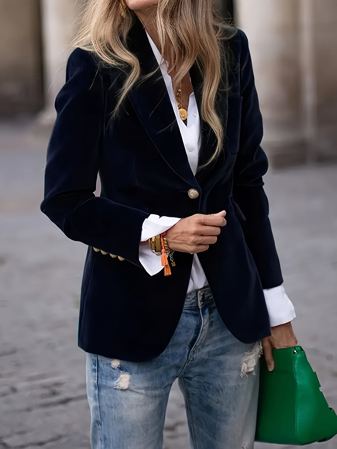 Lange jas met h-silhouet en knoopsluiting voor dames – ZENTI - Glamorix