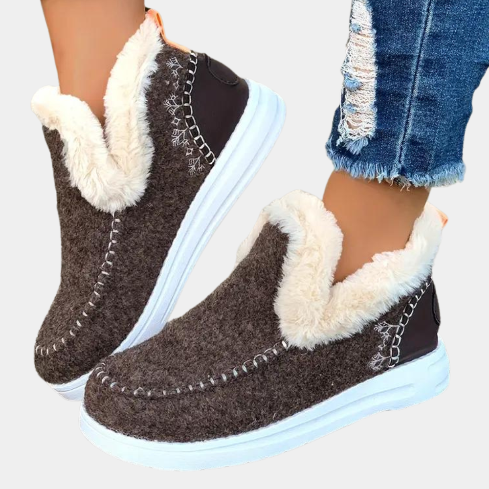 Warme slip-on winterschoenen voor dames met fleece voering – LUNARIA EasyWarm - Glamorix
