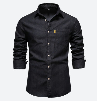 DENVER – Heren denim shirt met lange mouwen en stoere uitstraling