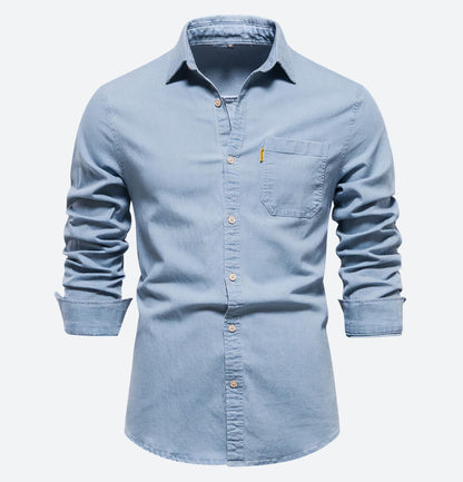 DENVER – Heren denim shirt met lange mouwen en stoere uitstraling