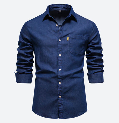 DENVER – Heren denim shirt met lange mouwen en stoere uitstraling