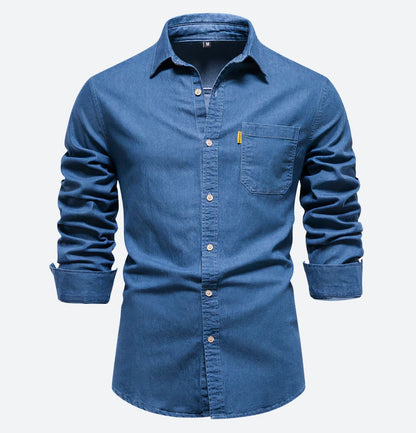 DENVER – Heren denim shirt met lange mouwen en stoere uitstraling