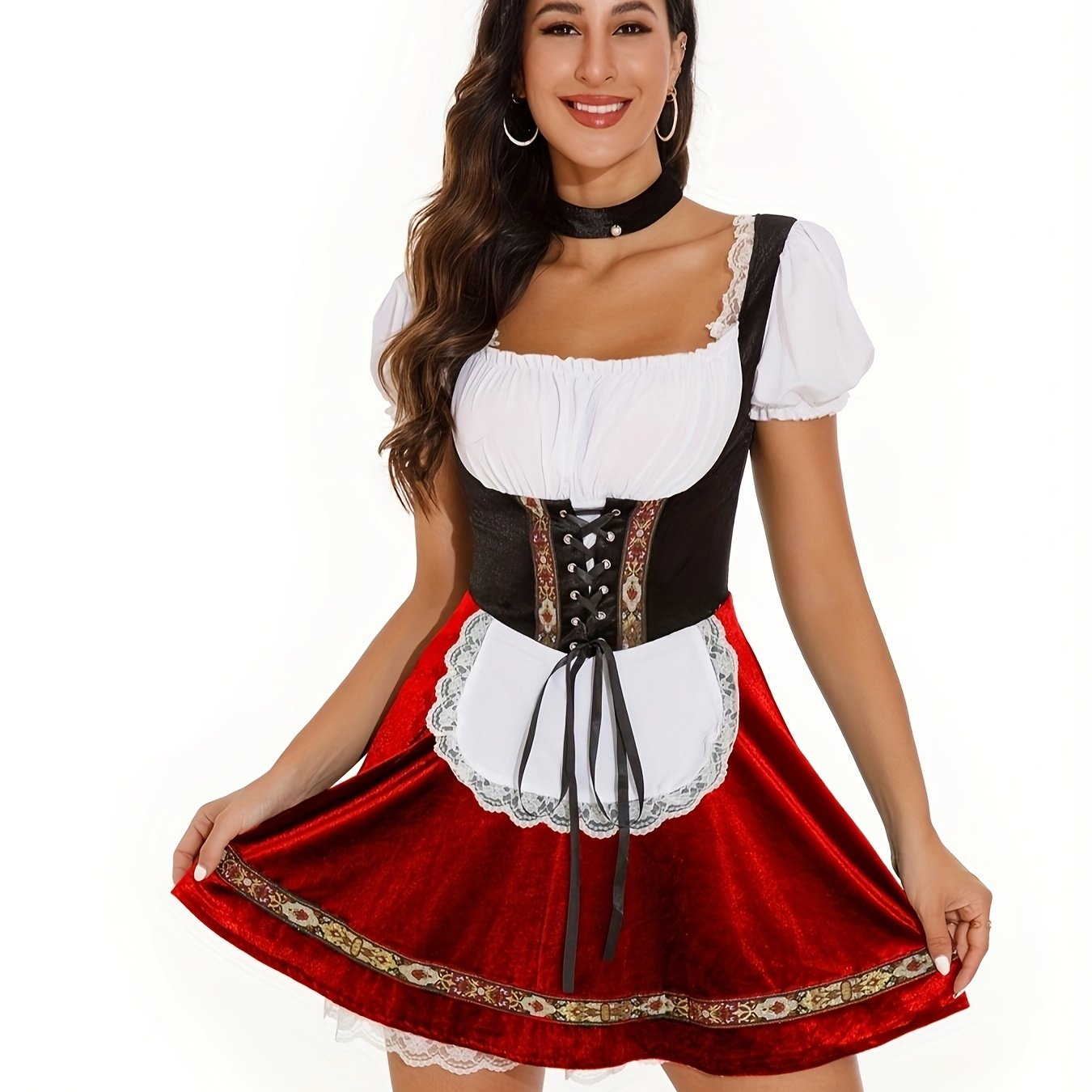 Jurk met aansluitend bovenstuk en losse rok voor dames – AZ - Glamorix