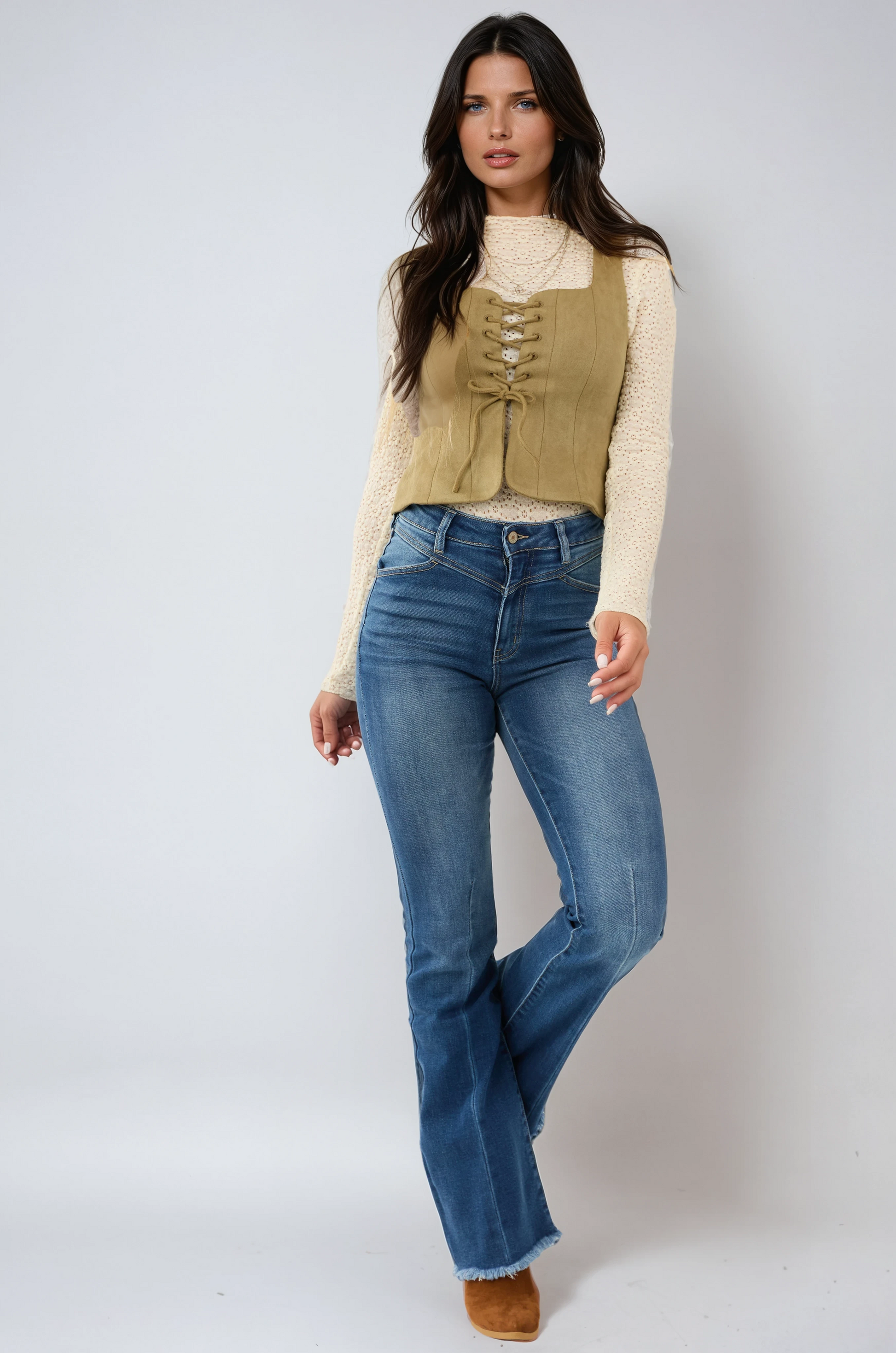 ELARA – Flared dames jeans van comfortabel stretch denim - Glamorix