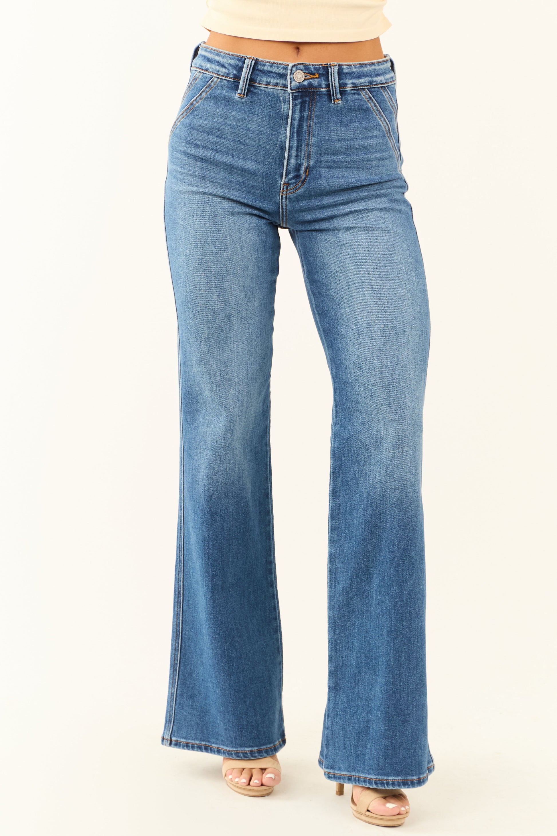 AVELINE – Flared dames jeans met high waist in soepel denim - Glamorix