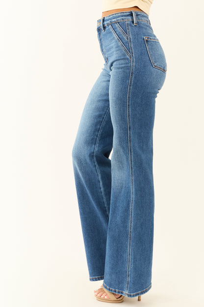 AVELINE – Flared dames jeans met high waist in soepel denim - Glamorix