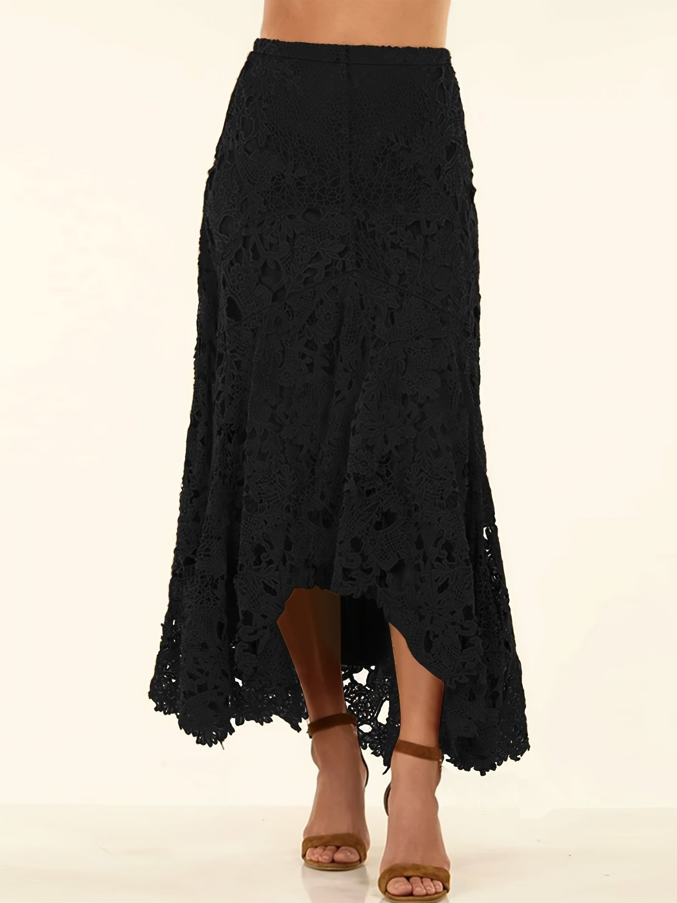 Kanten Rok - Asymmetrische Zoom En Hoge Taille Vrijheid - Glamorix