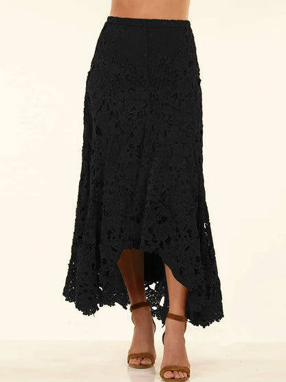 Kanten Rok - Asymmetrische Zoom En Hoge Taille Vrijheid - Glamorix