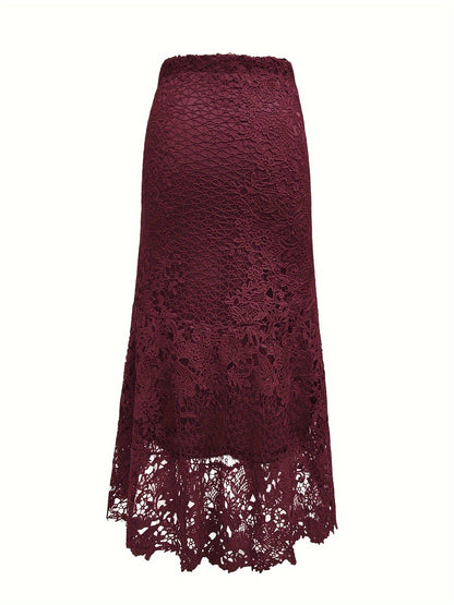 Kanten Rok - Asymmetrische Zoom En Hoge Taille Vrijheid - Glamorix