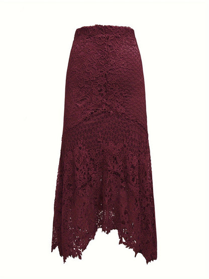 Kanten Rok - Asymmetrische Zoom En Hoge Taille Vrijheid - Glamorix