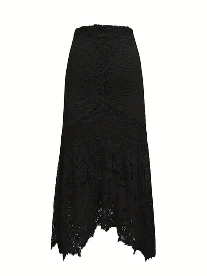 Kanten Rok - Asymmetrische Zoom En Hoge Taille Vrijheid - Glamorix