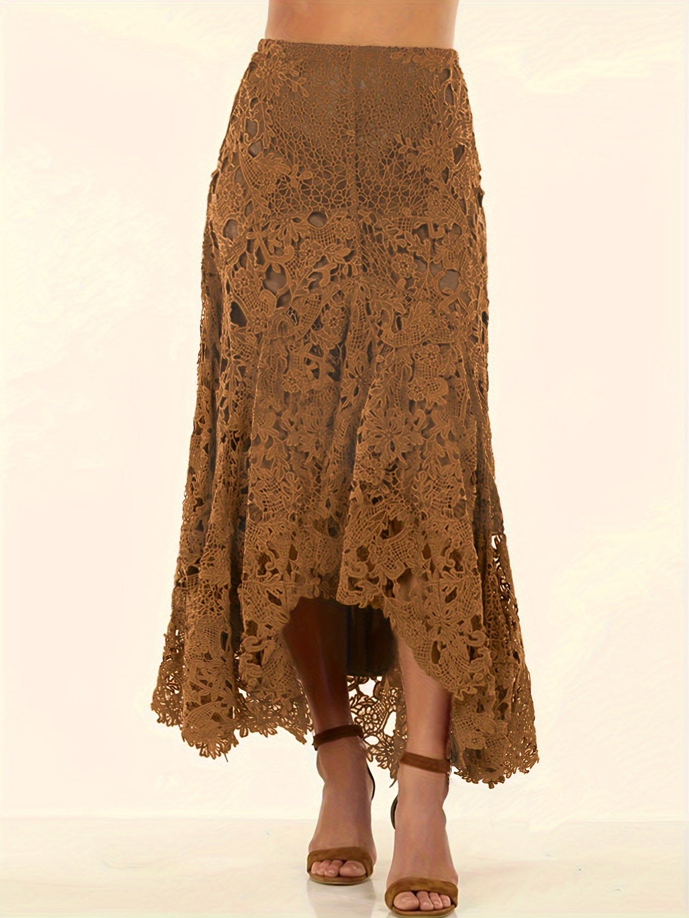 Kanten Rok - Asymmetrische Zoom En Hoge Taille Vrijheid - Glamorix