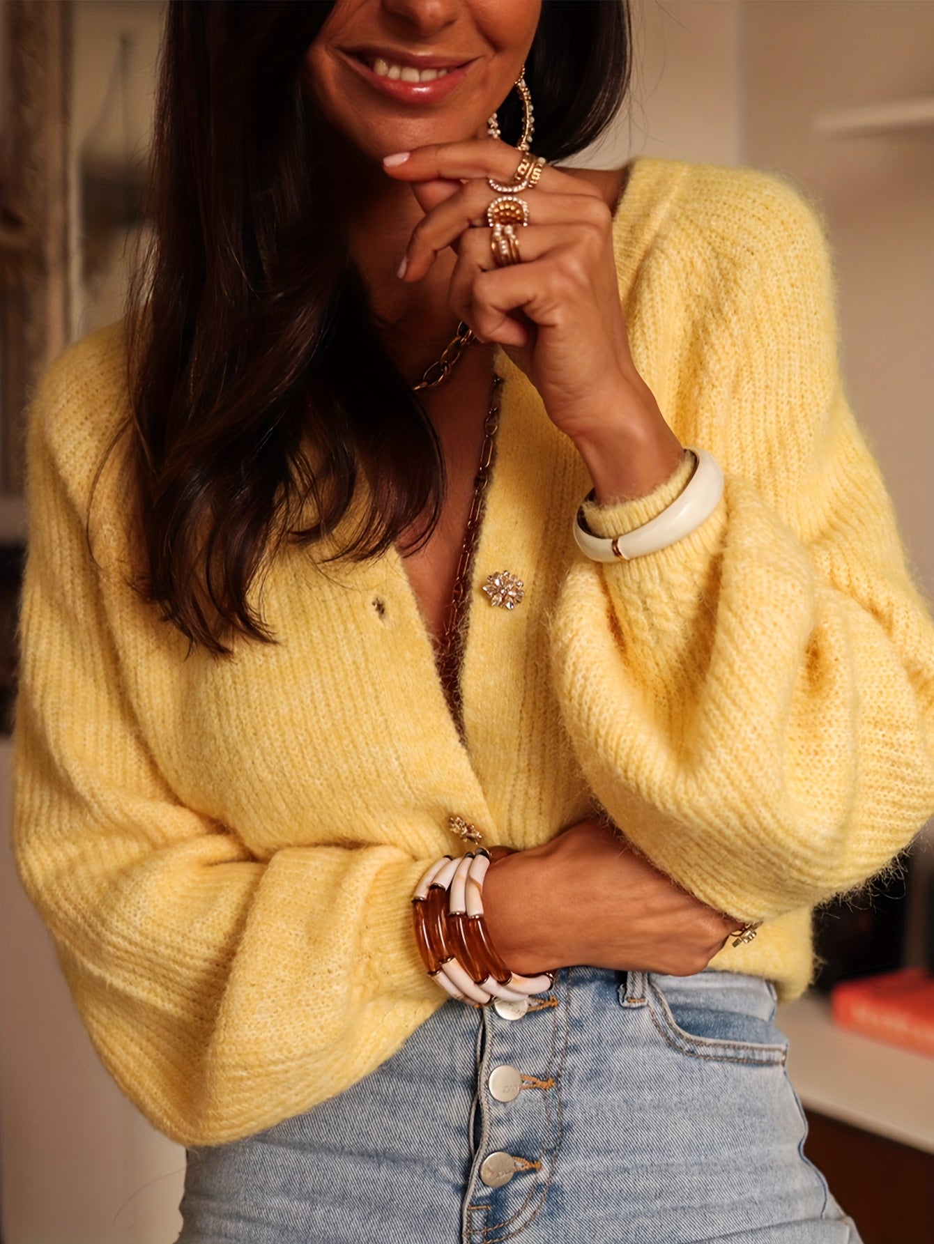 Katoenmix blazertrui met voorzijde en flex vorm – NOVAWEAR - Glamorix