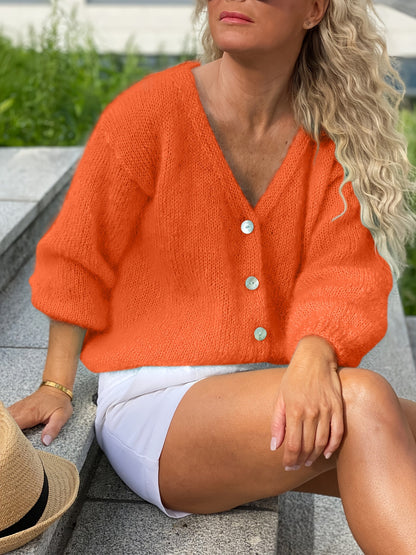 Katoenmix Cardigan Met V Hals Voor Dames – NOVAWEAR - Glamorix