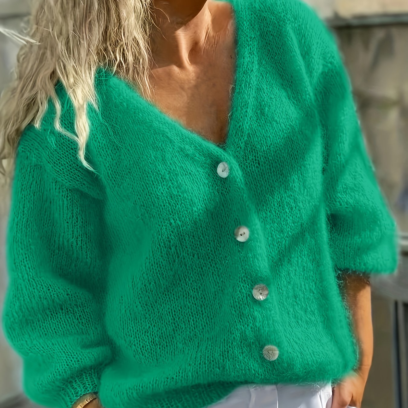 Katoenmix Cardigan Met V Hals Voor Dames – NOVAWEAR - Glamorix