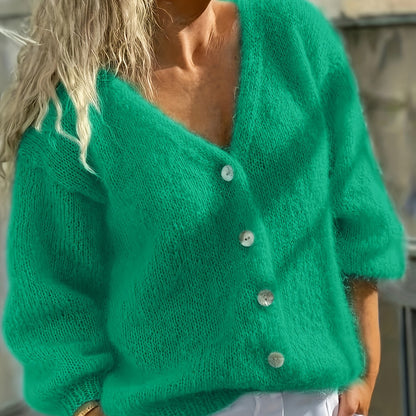 Katoenmix Cardigan Met V Hals Voor Dames – NOVAWEAR - Glamorix