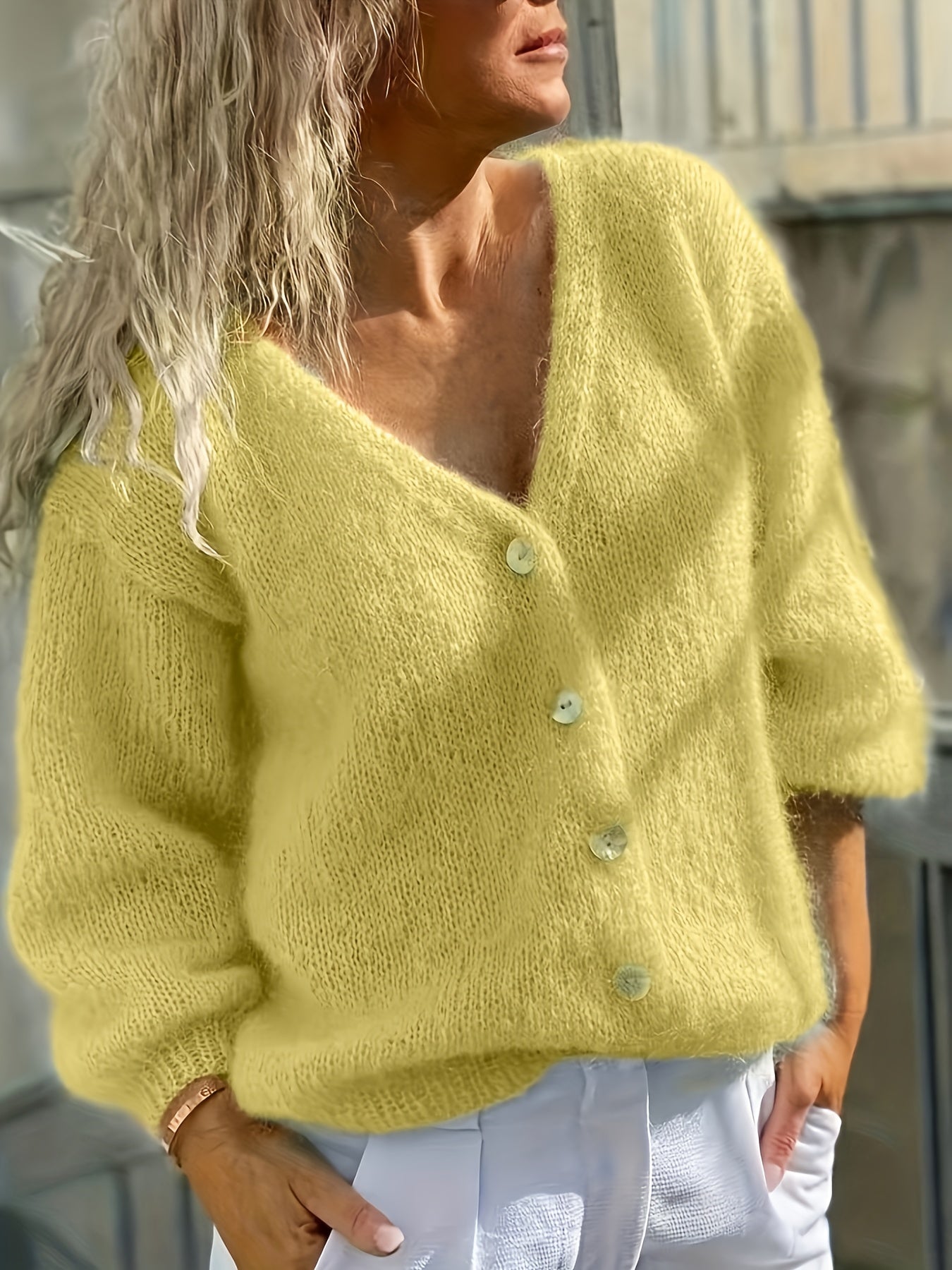 Katoenmix Cardigan Met V Hals Voor Dames – NOVAWEAR - Glamorix