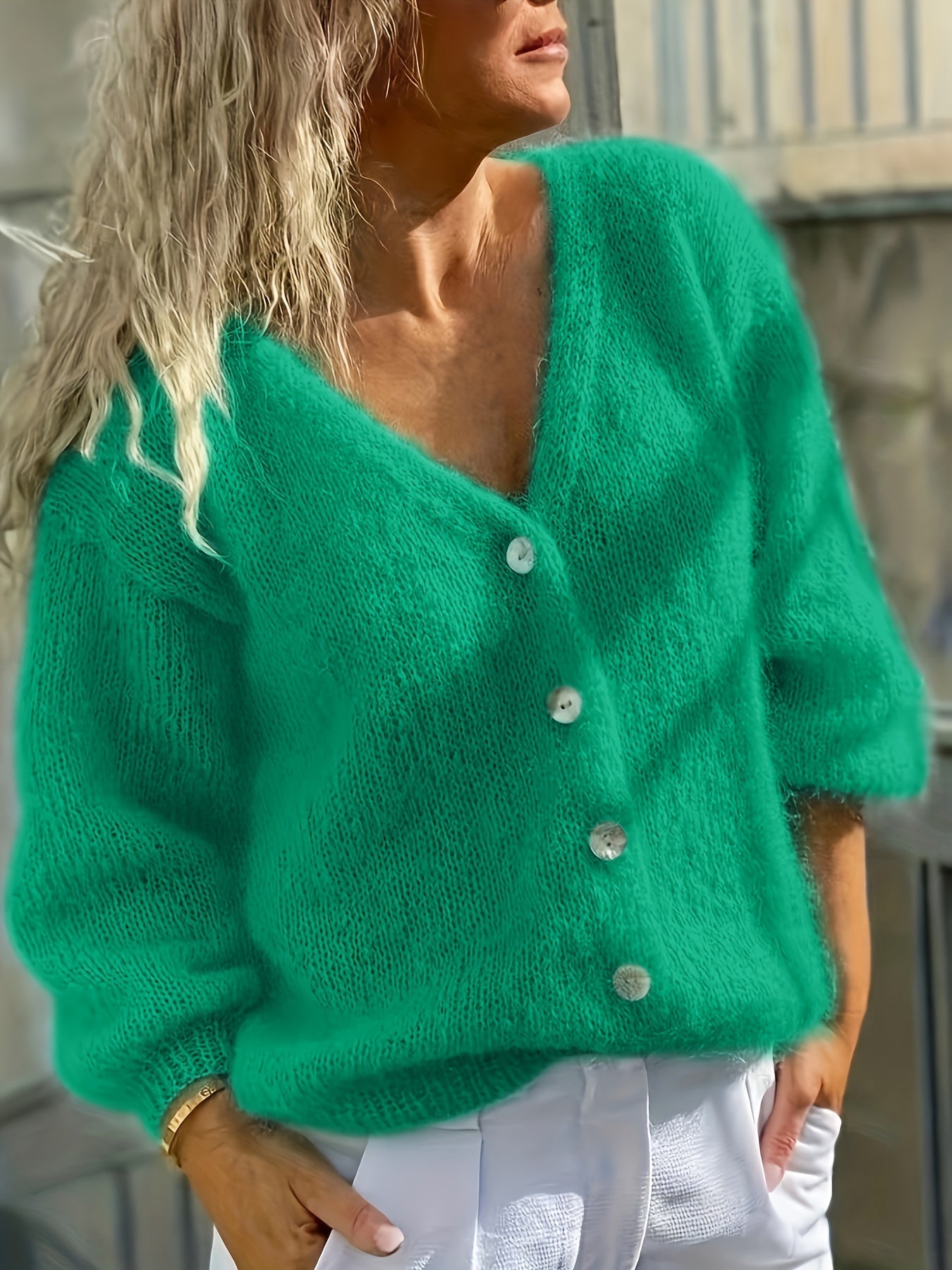 Katoenmix Cardigan Met V Hals Voor Dames – NOVAWEAR - Glamorix