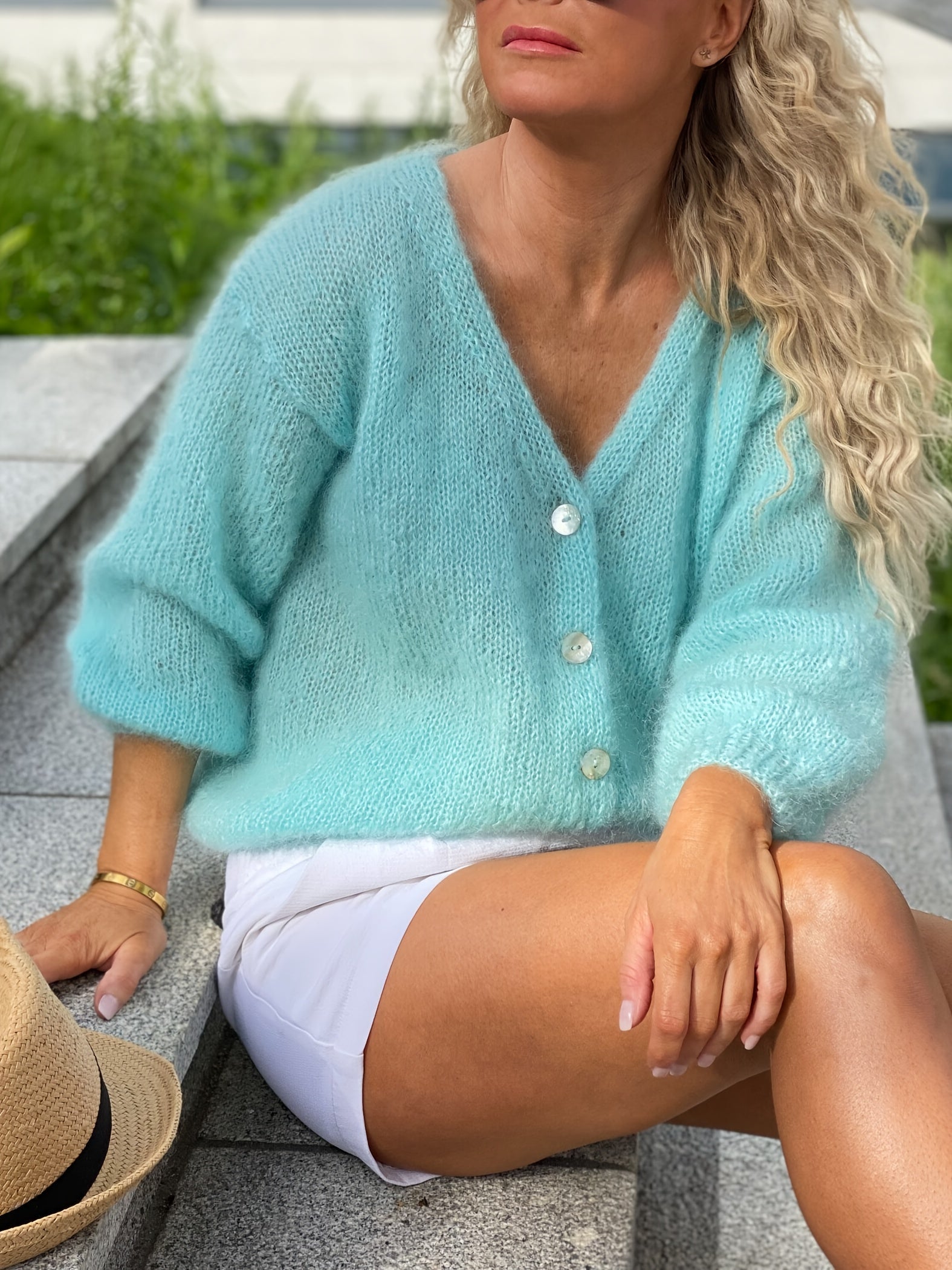 Katoenmix Cardigan Met V Hals Voor Dames – NOVAWEAR - Glamorix