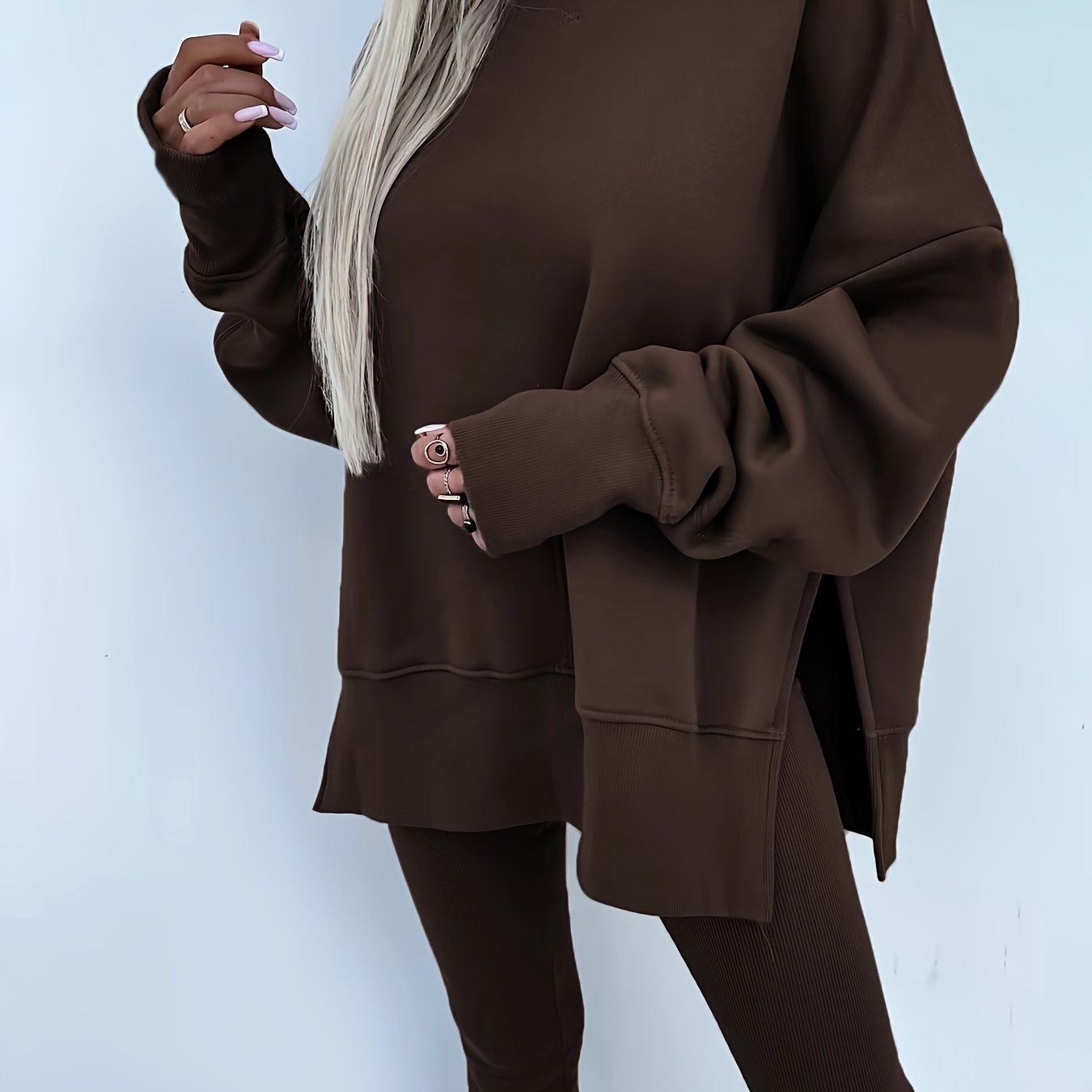 Katoenmix set met losse pullover en broek voor dames – ZELON - Glamorix