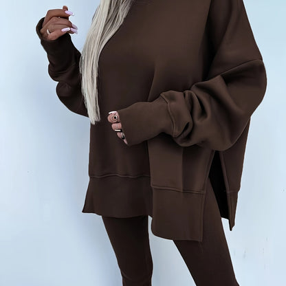 Katoenmix set met losse pullover en broek voor dames – ZELON - Glamorix