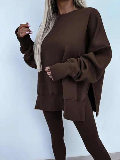 Katoenmix set met losse pullover en broek voor dames – ZELON - Glamorix